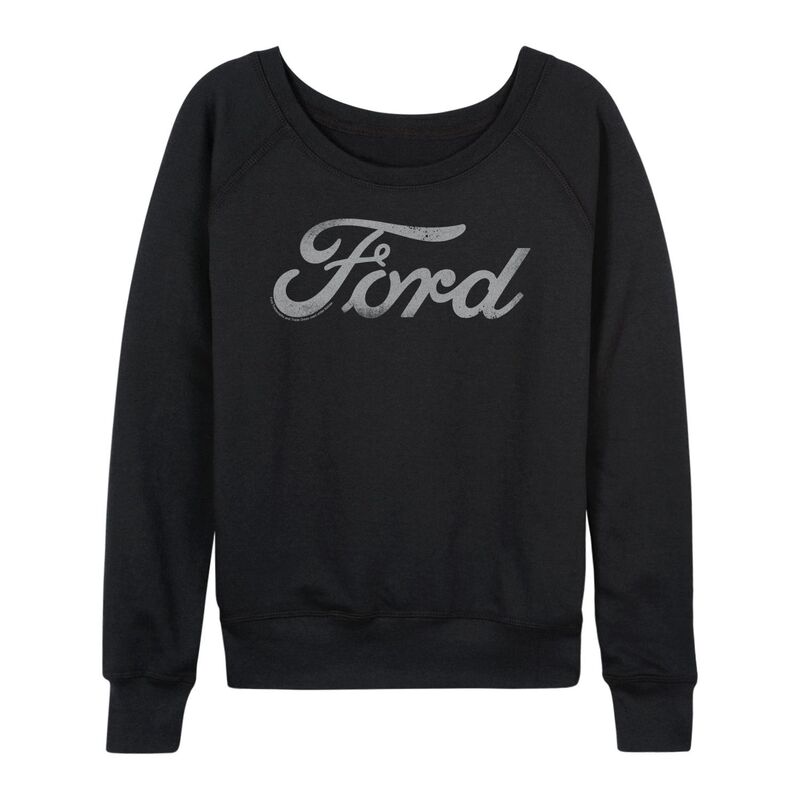 アニメキャラクター レディース トップス Tシャツ パイル ロゴ Licensed Character Women's Fordistressed Logo French Terry Long Sleeve Tee Black ブラック