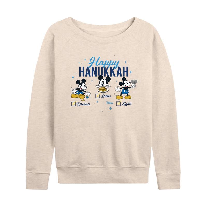 ディズニー レディース トップス Tシャツ パイル Women's Disney Mickey Mouse Happy Hanukkah French Terry Long Sleeve Tee Beige ベージュ