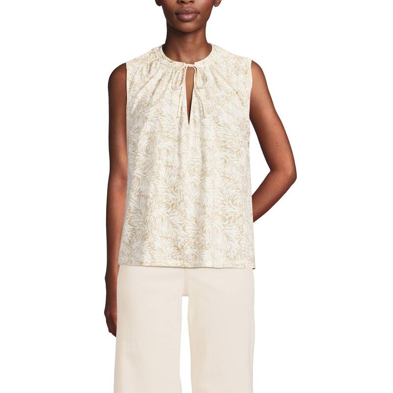 ランズ挙げ句の果て レディース トップス プルオーバー Women\u0027s Lands\u0027 End Notch Neck Swing Tank Top Champagne Leaf 三鞭酒