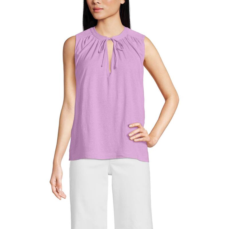 ランズ挙げ句の果て レディース トップス プルオーバー Women\u0027s Lands\u0027 End Notch Neck Swing Tank Top Wild Lilac 紫はしどい