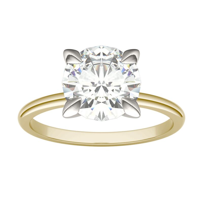 チャールズ アンド コルバード レディース アクセサリー リング Charles & Colvard 2 1/5 Carat.W. Lab-Created Moissanite Solitaire Ring 10k Two Tone