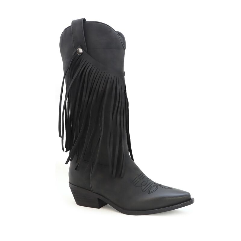 ヨキ レディース シューズ ブーツ・レインブーツ フリンジ Yoki Avery-03 Women's Western Fringe Boots Black ブラック
