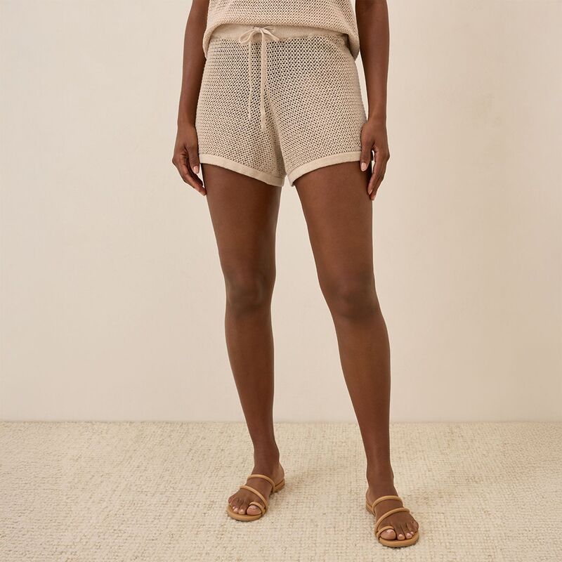 パクト レディース ボトムス ハーフパンツ・ショーツ コットン リネン Pact Beachside Linen Crochet Short Made with Organicotton Sandshell｜ReVida 店