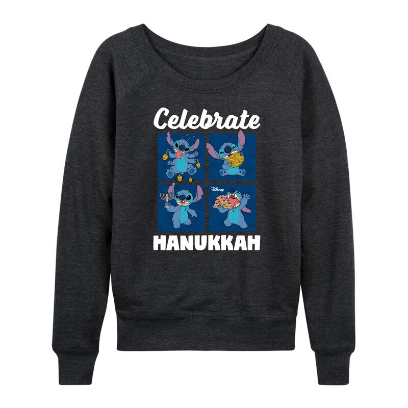 ディズニー レディース トップス Tシャツ パイル Women's Disney's Lilo & Stitch Celebrate Hanukkah French Terry Long Sleeve Tee Heather Charcoal チャコール