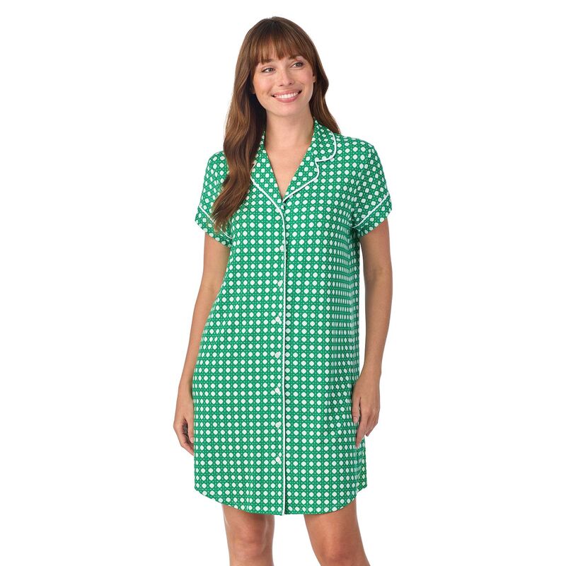 ドレイパージェームス レディース アンダーウェア ナイトウェア プリント シャツ Women's Draper James Printed Cozy Short Sleeve Notch Collar Sleepshirt Springreen Wicker グリーン