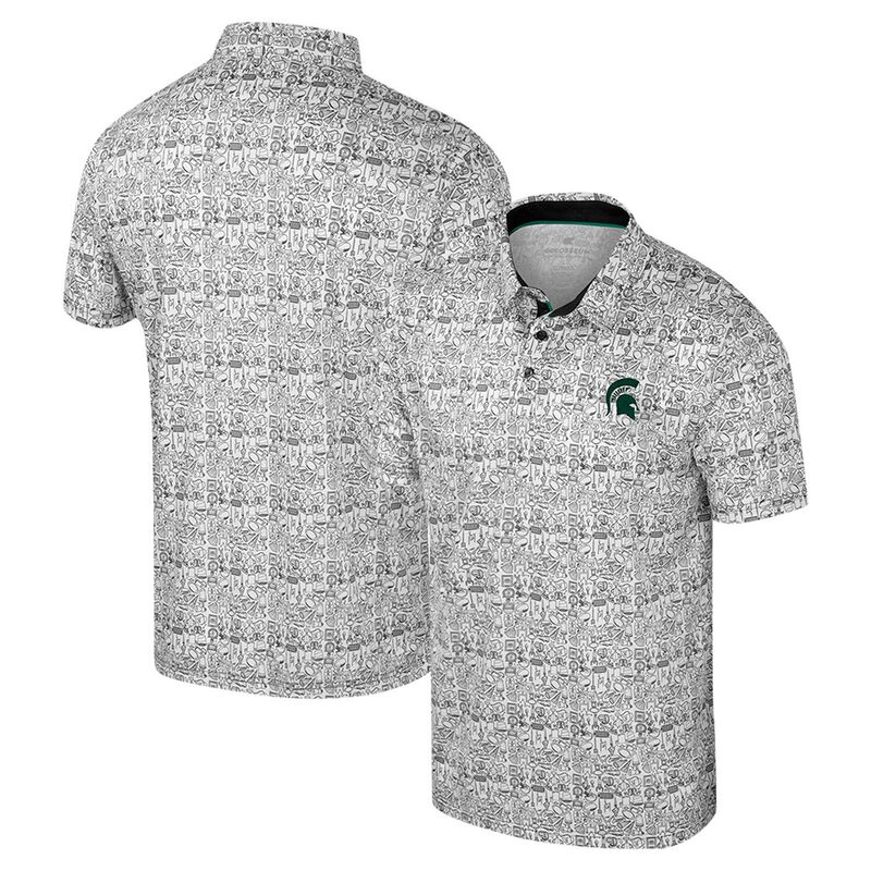 コロシアム メンズ トップス Tシャツ ポロシャツ プリント Men's Colosseum Black Michigan State Spartans It's Time! Allover Print Polo Msu Black ブラック