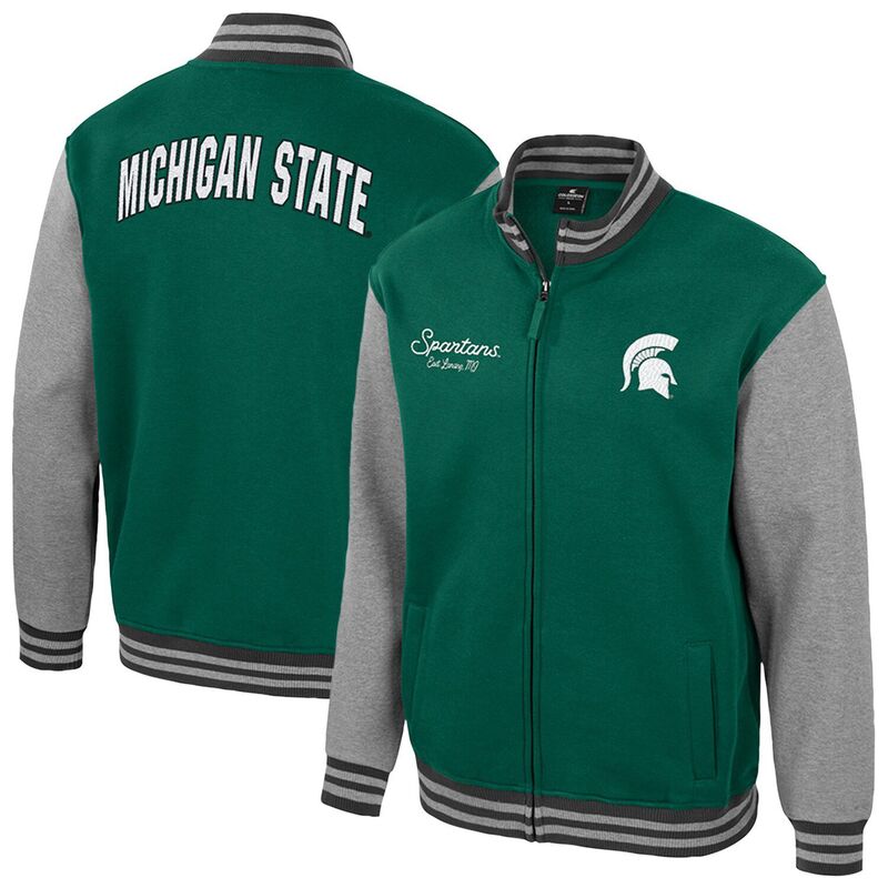 コロシアム メンズ アウター ジャケット・ブルゾン Men Colosseum Green Michigan State Spartans Ambi-Turner Full-Zip Varsity Jacket Msu Green グリーン
