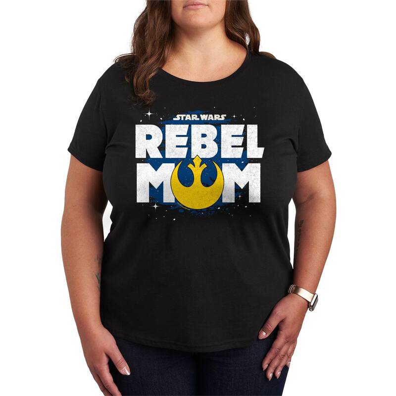 スター ウォーズ レディース トップス Tシャツ プラスサイズ グラフィック Plusize Star Wars Rebel Mom Graphic Tee Black ブラック