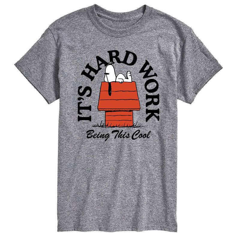 アニメ人となり メンズ トップス ティーシャツ グラフィック Licensed Character Men\u0027s Peanuts Its Hard Work Being Cool Graphic Tee Heather Gray 薄墨色 トップス-メンズファッション