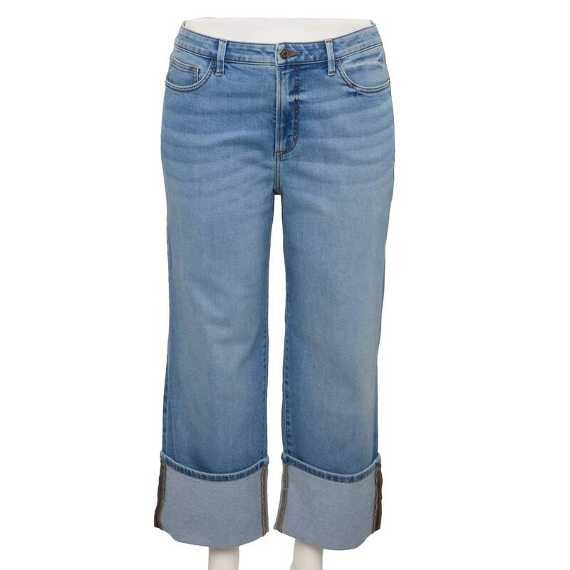 LC Lauren Conrad レディース ボトムス デニムパンツ ジーンズ Juniors' LC Lauren Conrad High Rise Straight Jeans With Folded Cuff Light Medium Wash