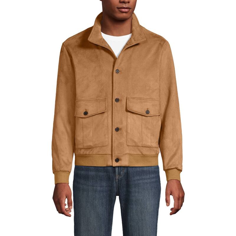 ランズエンド メンズ アウター ジャケット・ブルゾン スエード Men's Lands' End Faux Suede Jacket Canyon Camel キャメル