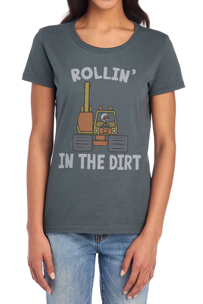アニメキャラクター レディース トップス Tシャツ グラフィック Licensed Character Juniors' Blippi Rollin' In The Dirt Graphic Tee Charcoal チャコール
