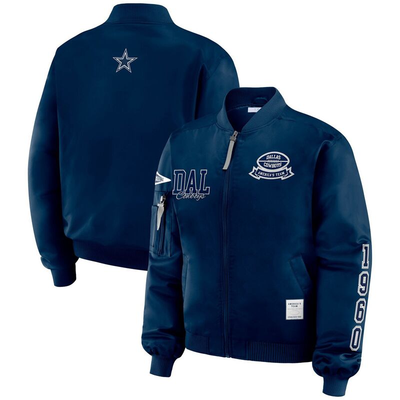 ウェア バイ エリン アンドルーズ レディース アウター ジャケット・ブルゾン Women's WEAR by Erin Andrews Navy Dallas Cowboys Patch Full-Zip Bomber Jacket Cow Navy ネイビー