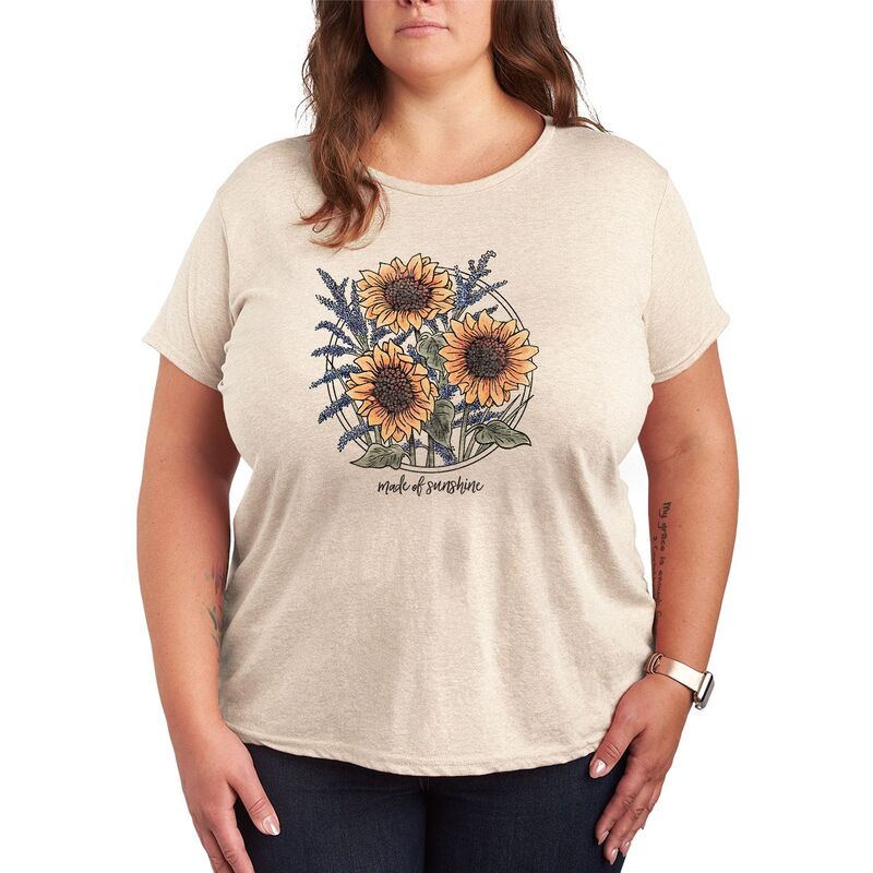 アニメキャラクター レディース トップス Tシャツ プラスサイズ グラフィック Licensed Character Plusize Sunflowers Made Of Sunshine Graphic Tee Beige ベージュ