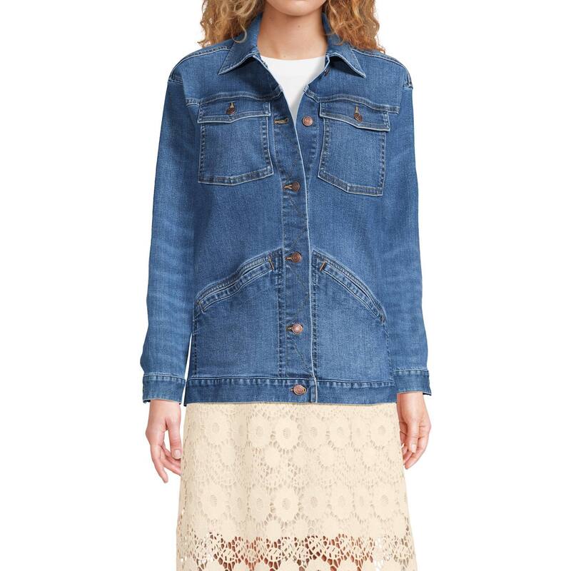 ランズエンド レディース アウター ジャケット・ブルゾン デニム Women Lands End Oversizedenim Trucker Jacket Indigo Tide Blue インディゴ