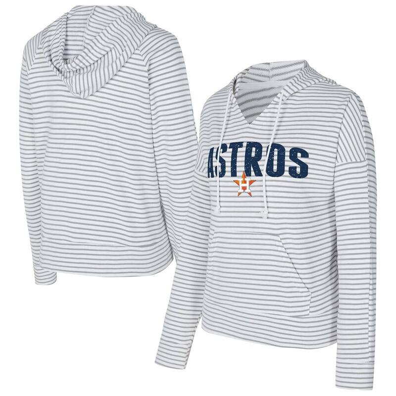 アンブランデッド レディース トップス Tシャツ Vネック パーカー Unbranded Women's Conceptsport White/Gray Houston Astros Liftoff Striped V-Neck Hoodie Ast White ホワイト
