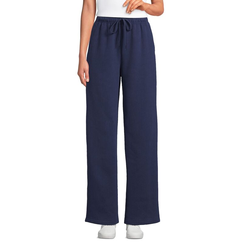 ランズ挙げ句の果て レディース ボトムス 心地好いズボン下 フリース Women\u0027s Lands\u0027 End Fleece High Waisted Relaxed Pants Deep Sea Navy 米国海軍 レディースファッション-パンツ-ボトムス