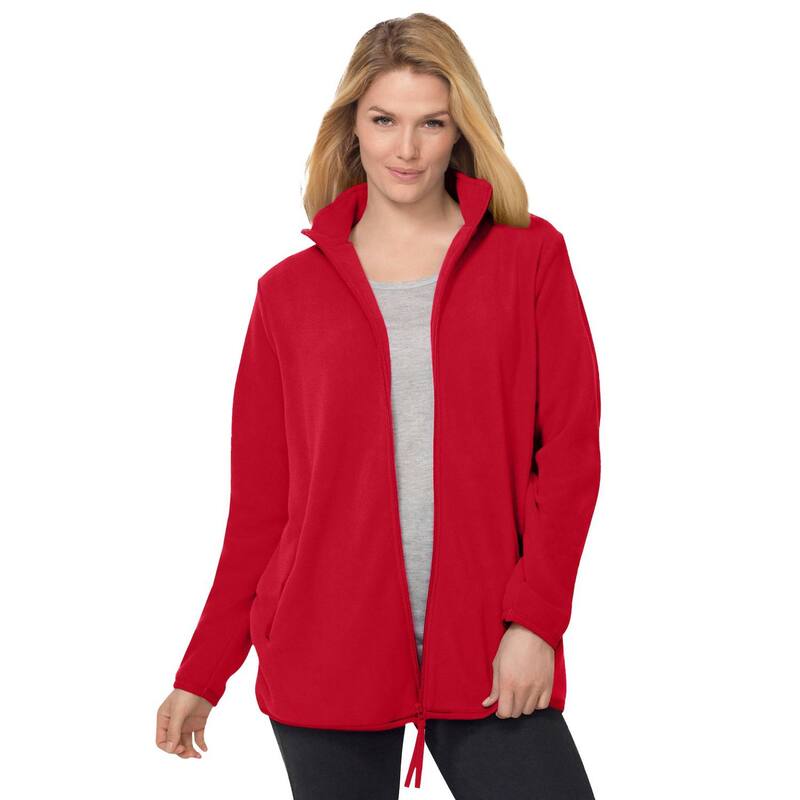 成人女性 ウィズはたご屋 レディース アウター 上衣・上衣 つけ加える大きさ フリース Woman Within Plusize Zip-Front Microfleece Jacket Classic Red 赤いこと