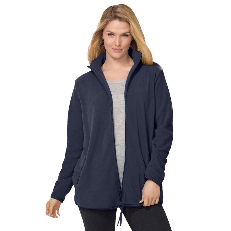 成人女性 ウィズはたご屋 レディース アウター 上衣・上衣 つけ加える大きさ フリース Woman Within Plusize Zip-Front Microfleece Jacket Navy 米国海軍
