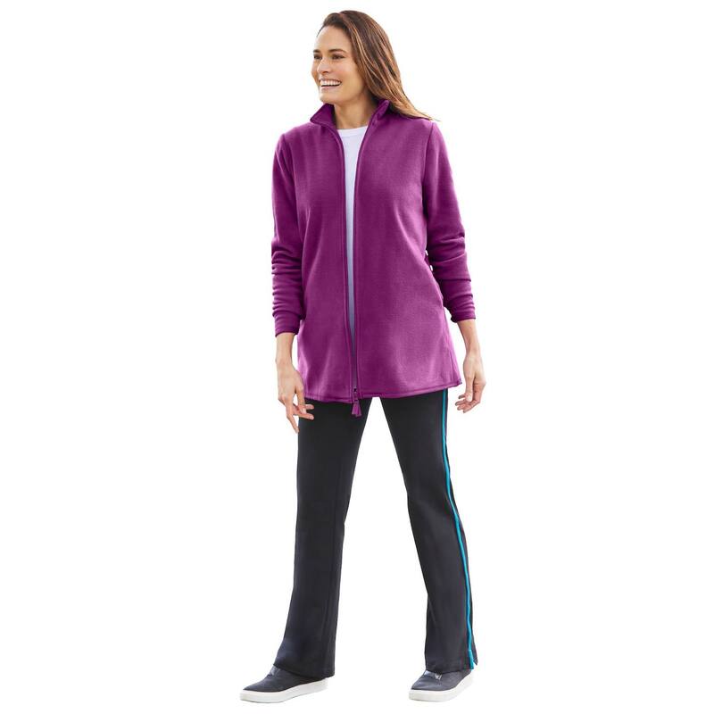 成人女性 ウィズはたご屋 レディース アウター 上衣・上衣 つけ加える大きさ フリース Woman Within Plusize Zip-Front Microfleece Jacket Plum Purple パープル