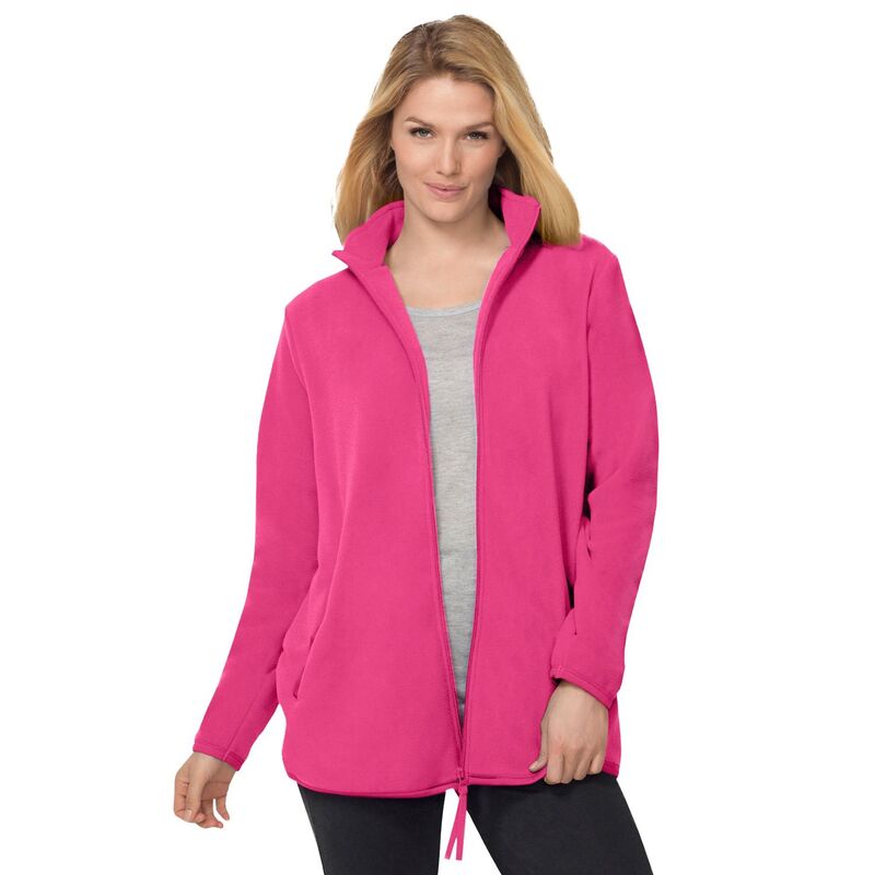 成人女性 ウィズはたご屋 レディース アウター 上衣・上衣 つけ加える大きさ フリース Woman Within Plusize Zip-Front Microfleece Jacket Raspberry Sorbet