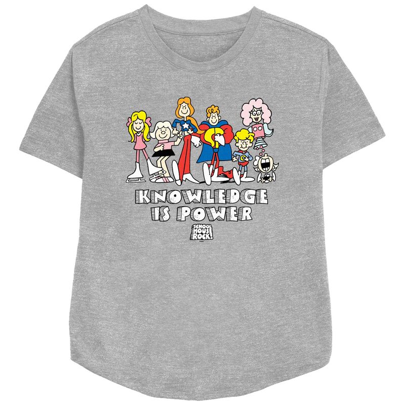 ディズニー レディース トップス Tシャツ リラックスフィット グラフィック Disney'schoolhouse Rock! Knowledge Is Power Group Women's Relaxed Fit Graphic Tee Athletic Heather ヘザー