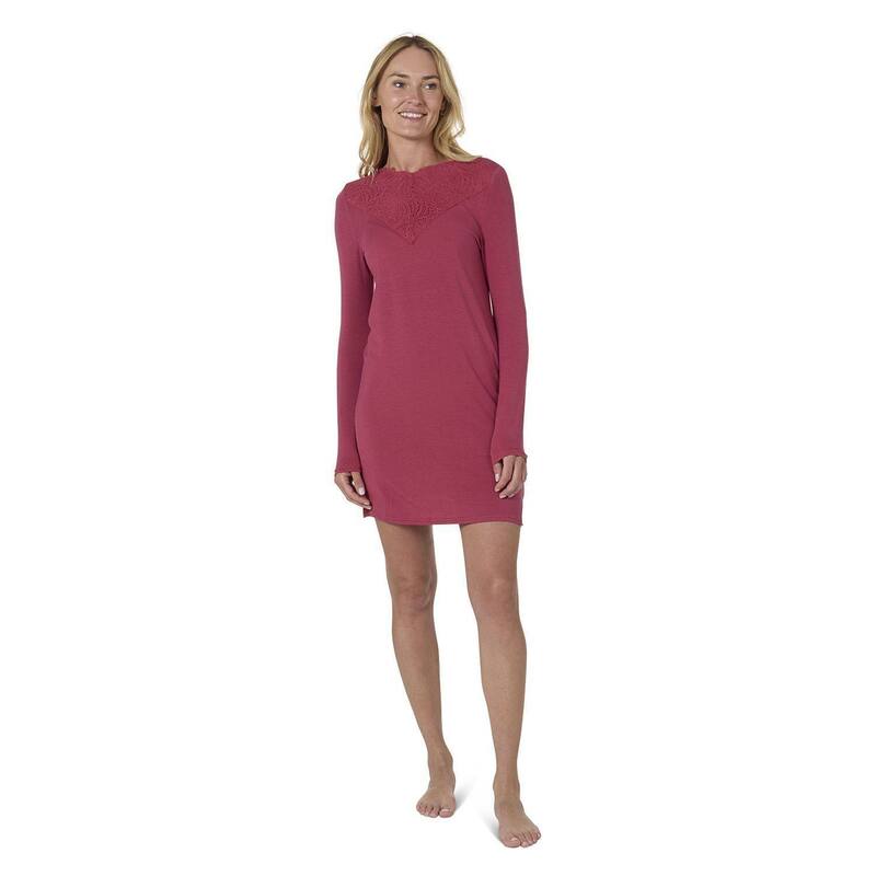 メモイ レディース トップス Tシャツ レース MeMoi Women's Lace Trimmed Night Shirt Rouge