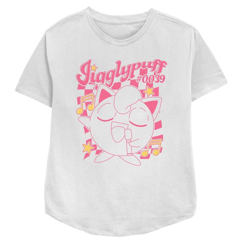 アニメキャラクター レディース トップス Tシャツ リラックスフィット グラフィック Licensed Character Women's Pokemon Jigglypuff Singing Show Relaxed Fit Graphic Tee White ホワイト
