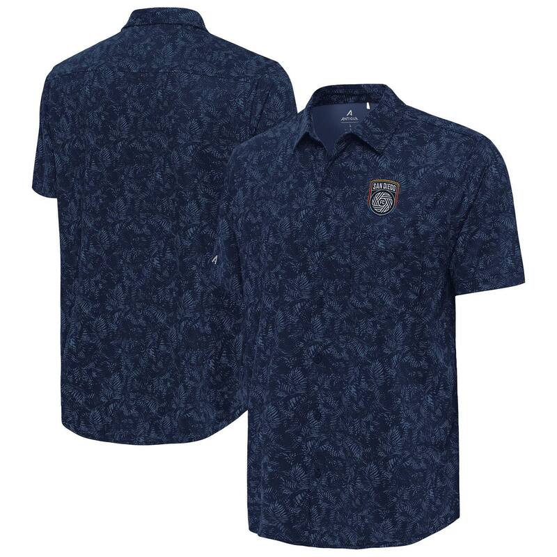 アンティグア メンズ トップス Tシャツ Men'sAntigua Navy San Diego FC Lush Woven Button-Up Top Sdf Navy ネイビー｜ReVida 店