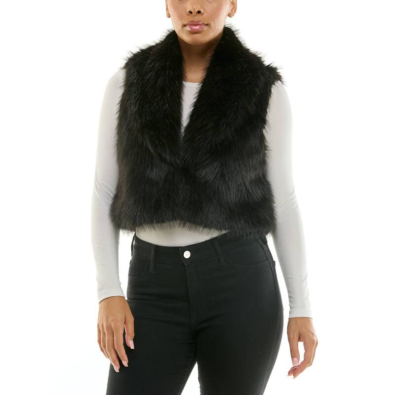 ニナレオナルド レディース アウター 上衣・上衣 限りない クロップド Women\u0027s Nina Leonard Cropped Faux Fur Vest Black 黒いこと