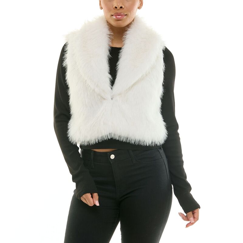ニナレオナルド レディース アウター 上衣・上衣 限りない クロップド Women\u0027s Nina Leonard Cropped Faux Fur Vest Ivory 象牙色