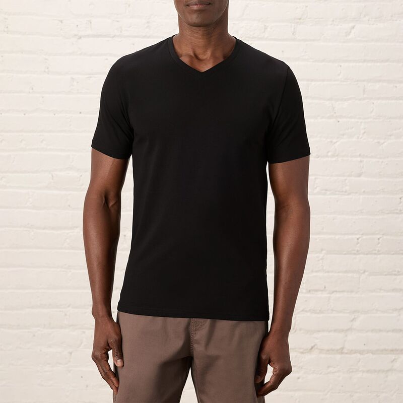 パクト メンズ トップス Tシャツ Vネック ジャージー Pact Luxe Stretch Jersey Slim V-Neck Tee Black ブラック｜ReVida 店
