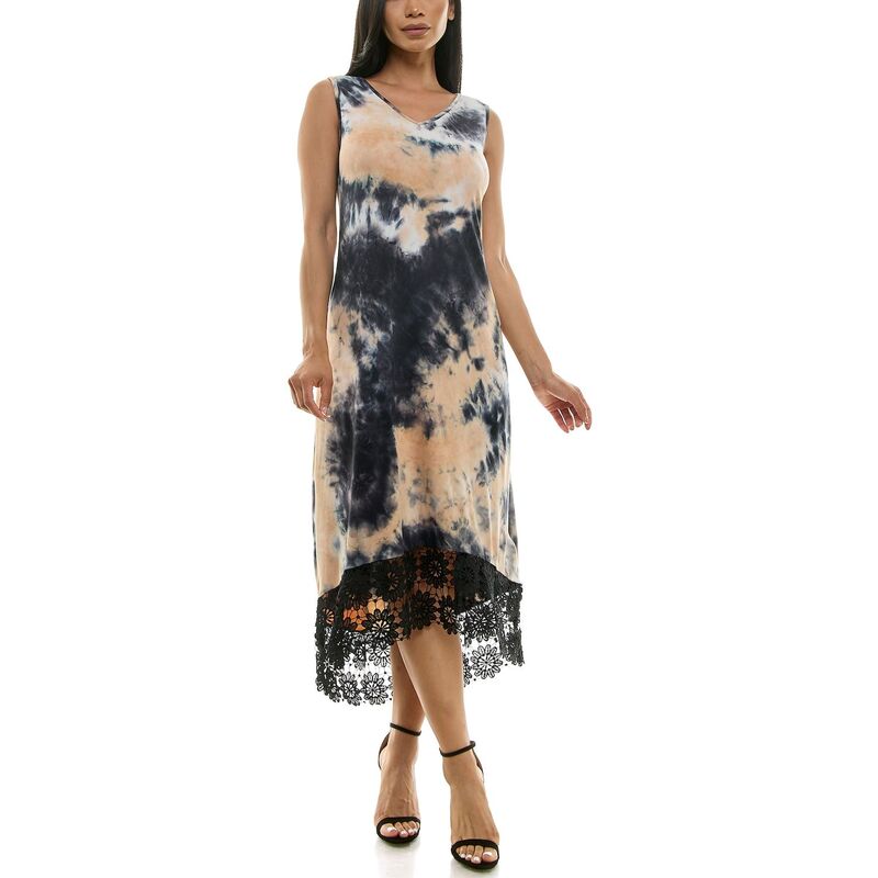 ニナレオナルド レディース トップス ワンピース ミディ Women's Nina Leonard High-Low Midi Dress Black Tan Multi ブラック