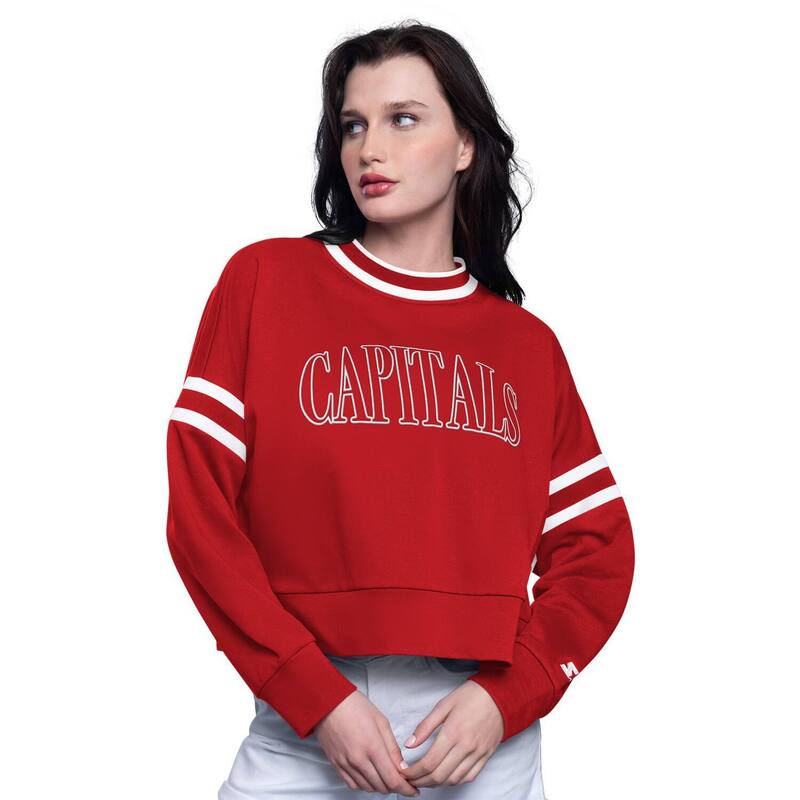 スターター レディース トップス Tシャツ スウェット クロップド キャップ Women'sStartered Washington Capitals Power Play Cropped Pullover Sweatshirt Cap Red レッド