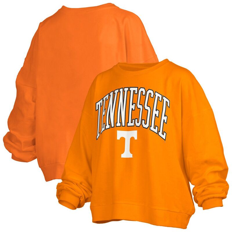押し付けるボックス席 レディース トップス プルオーバー 流汗 ロゴタイプ Women\u0027s Pressbox Tennessee Orange Tennessee Volunteers Janise Arch Over Logo Waist Length Oversized Pullover Sweatshirten Orange オレンジ色