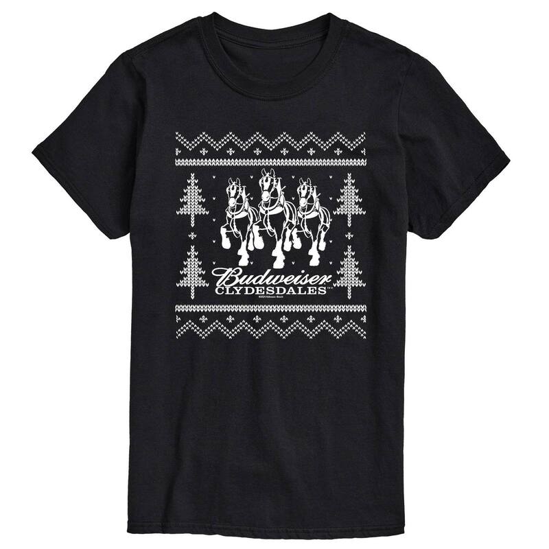 アニメキャラクター メンズ トップス Tシャツ トール セーター グラフィック Licensed Character Big & Tall Budweiser Clydesdales Ugly Sweater Graphic Tee Black ブラック
