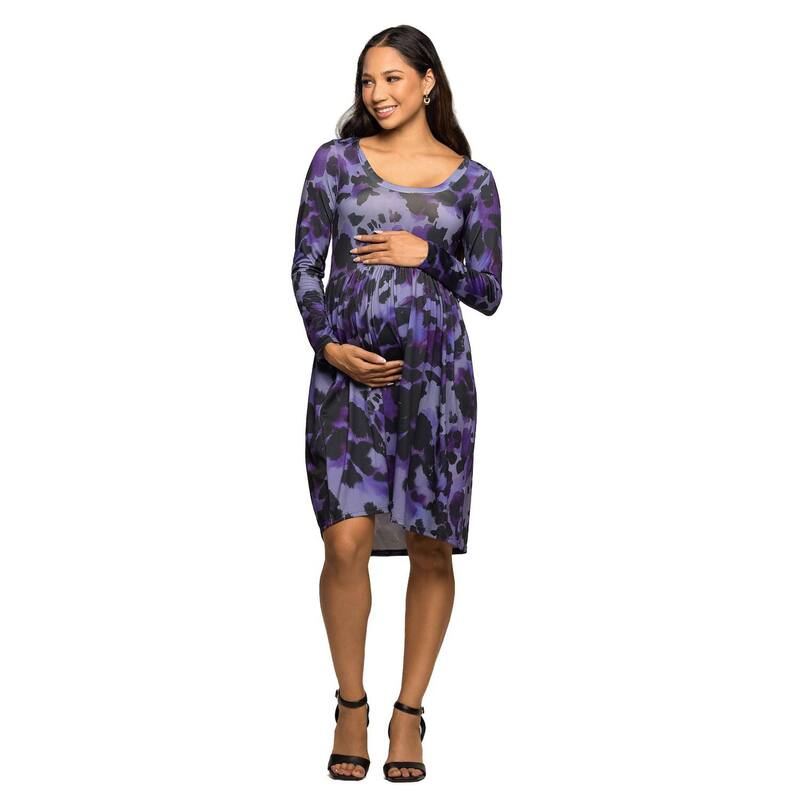 24 セブンコンフォート レディース トップス ワンピース エンパイア マタニティ Maternity 24Seven Comfort Apparelong Sleevempire Waist Dress Purple Multi パープル