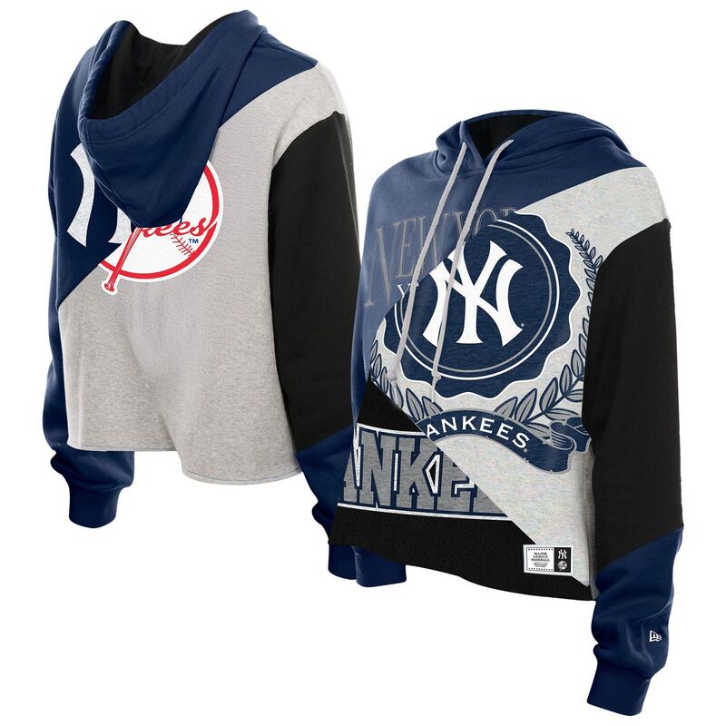 ニューエラ レディース トップス Tシャツ クロップド パーカー Women's New Era New York Yankees Upcycled Color Block Cropped Boxy Hoodie Ynk Navy ネイビー 21,980円