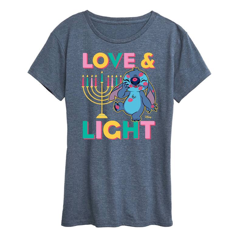 ディズニー レディース トップス Tシャツ グラフィック Women's Disney's Lilo & Stitch Love & Light Graphic Tee Heather Blue ヘザー