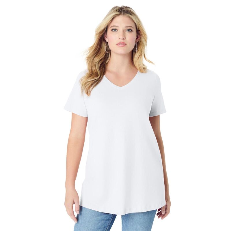 ロアマンズ レディース トップス ティーシャツ 付け加える大いさ Roaman\u0027s Women\u0027s Plusize Ultimate Short Sleeve Swing Tee White 白いこと トップス-レディースファッション-Tシャツ・カットソー