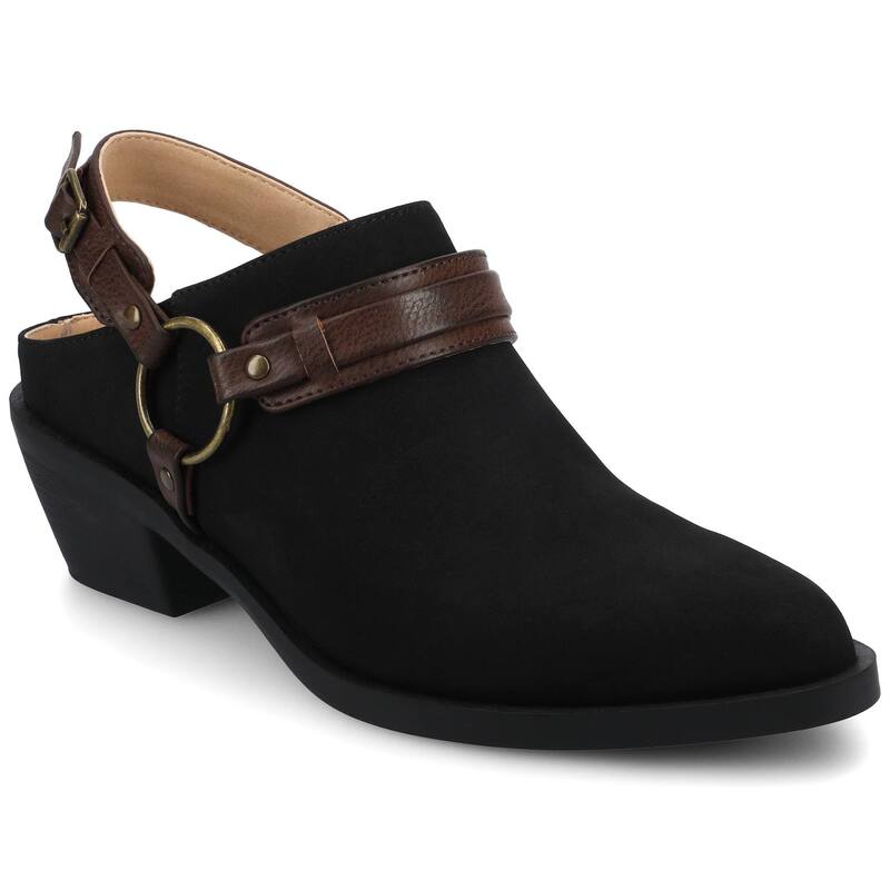 ジャーニー レディース シューズ サンダル ヒール Journee Urbana Women's Pointed Toe Cuban Heel Strappy Mules Black ブラック