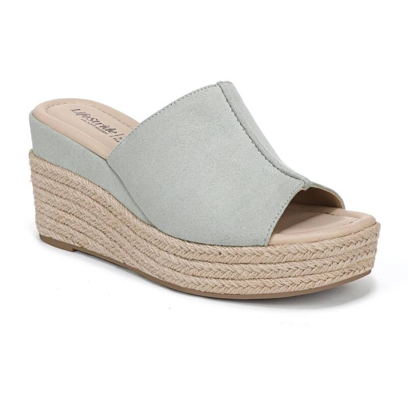 ライフストライド レディース シューズ サンダル LifeStride Haute Women's Wedge Slip-On Espadrille Sandals Green グリーン