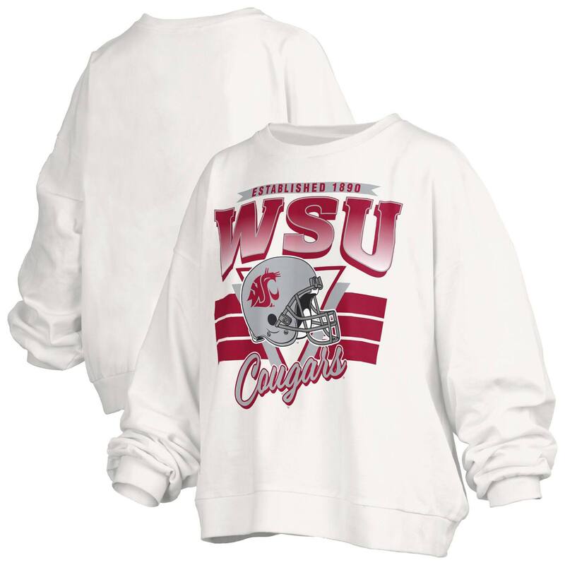 プレスボックス レディース トップス Tシャツ スウェット Women\'s Pressbox White Washington State Cougars Oversized Janice Retro Waist-Length Pullover Sweatshirt Wsc White ホワイト