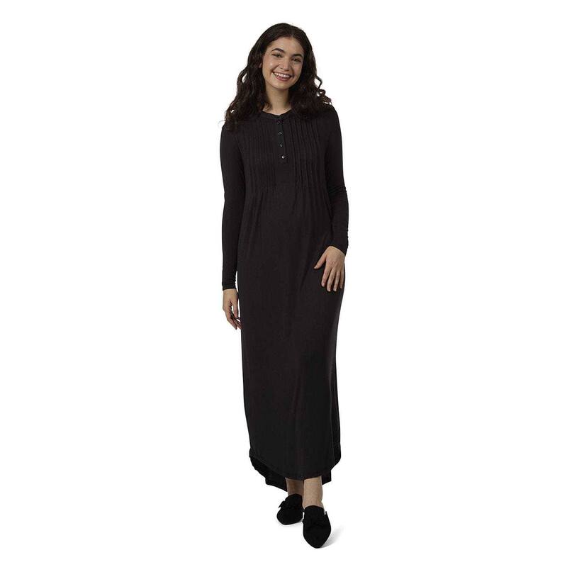 メモイ レディース アンダー御召しもの ナイト爵御召しもの MeMoi Women\u0027stretch Modal Pintucked Nightgown Black 黒いこと