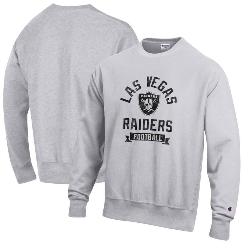チャンピオン メンズ トップス Tシャツ スウェット フリース Men's Champion Heather Gray Las Vegas Raiders Reverse Weave Fleece Pullover Sweatshirt Lvr Grey グレー｜ReVida 店