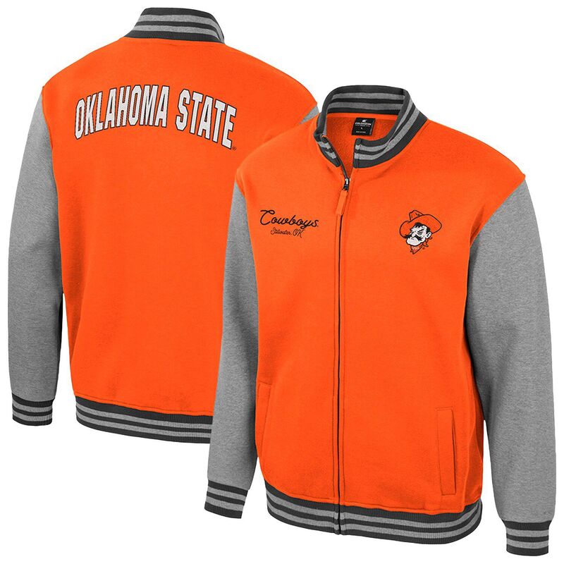 コロシアム メンズ アウター ジャケット・ブルゾン Men's Colosseum Orange Oklahoma State Cowboys Ambi-Turner Full-Zip Varsity Jacket Oks Orange オレンジ｜ReVida 店