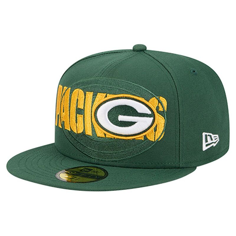 ニューエラ メンズ アクセサリー 帽子 Men's New Era Green Bay Packers Overlap Wordmark 59FIFTY Fitted Hat Pkr Green グリーン