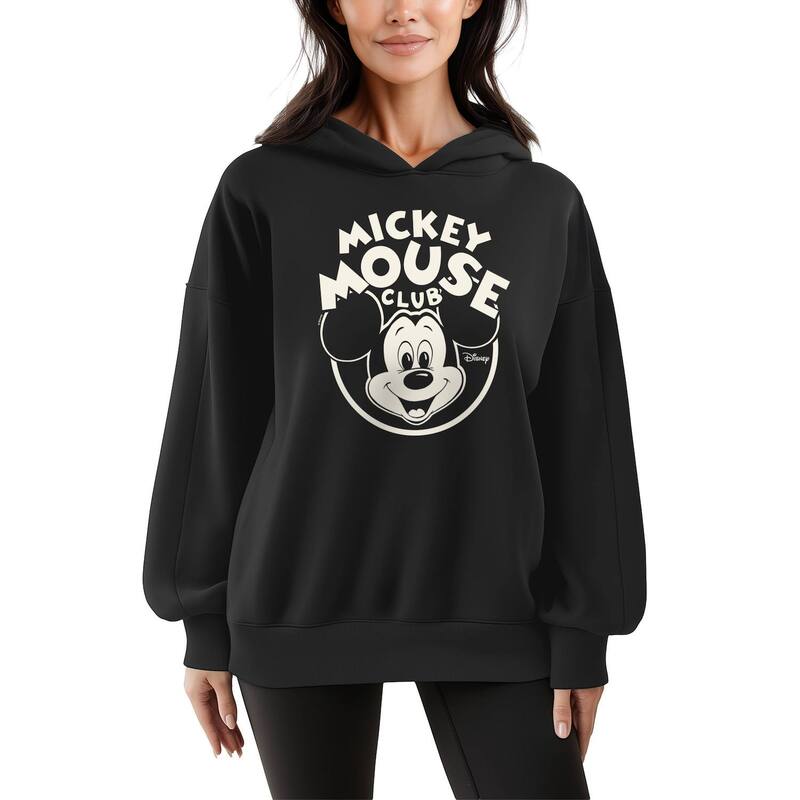 ディズニー レディース トップス Tシャツ ヴィンテージ スウェット フリース パーカー Women's Disney's Mickey Mouse Club Vintage Oversized Fleece Hoodie Sweatshirt Black ブラック｜ReVida 店 9,346円