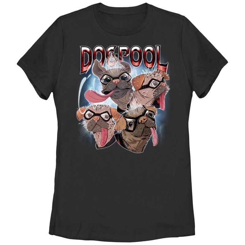 マーベル レディース トップス Tシャツ グラフィック Juniors' Marvel Deadpool and Wolverine Dogpool Graphic Tee Black ブラック