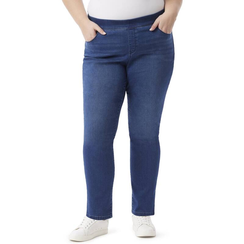 グロリアバンデービルト レディース ボトムス デニムパンツ プラスサイズ ニット ジーンズ Plusize Gloria Vanderbilt Knitology Amanda Pull-on Jeans Metzen Whiskers|ReVida 店